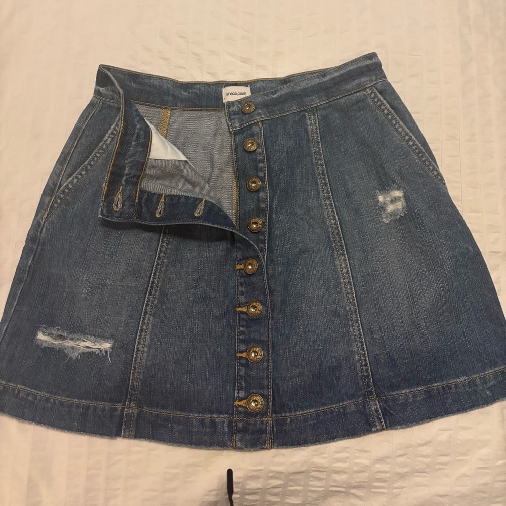 Sneak Peek Blue Denim Mini Skirt